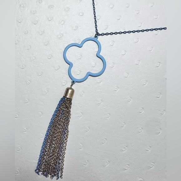 Jewelry - Blue Clover & Tassel Necklace ☘️